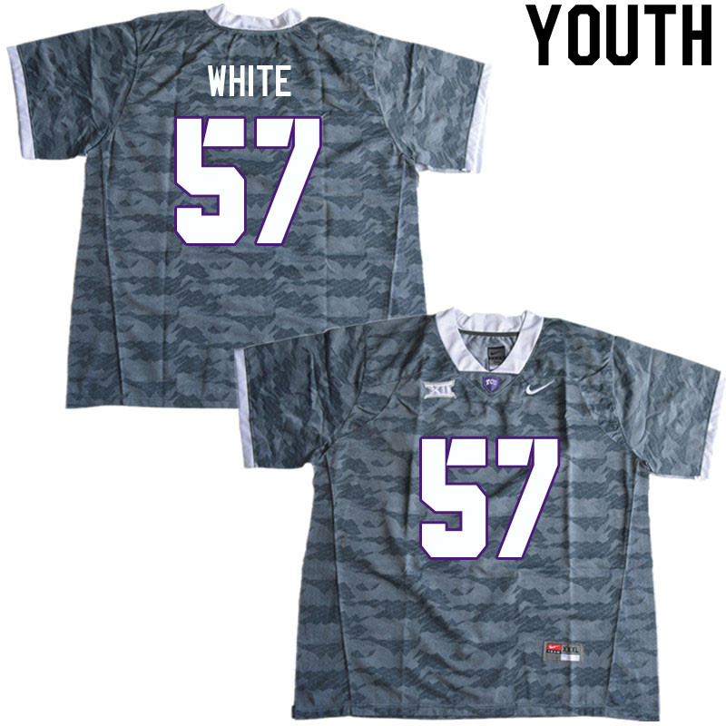 Youth #57 Hudson White TCU Horned Frogs College Football Jerseys Sale-Gray - Click Image to Close